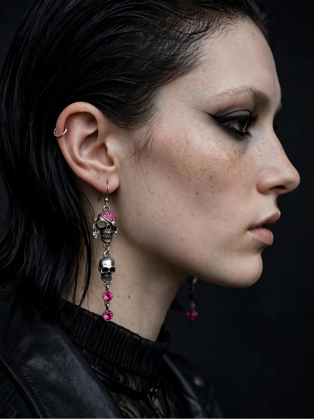 New Skull Dangle Earring 925 Silver Hooks For women E088